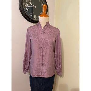 Vintage French Silk Cheongsam style top 100% silk, never worn 32 chest XS